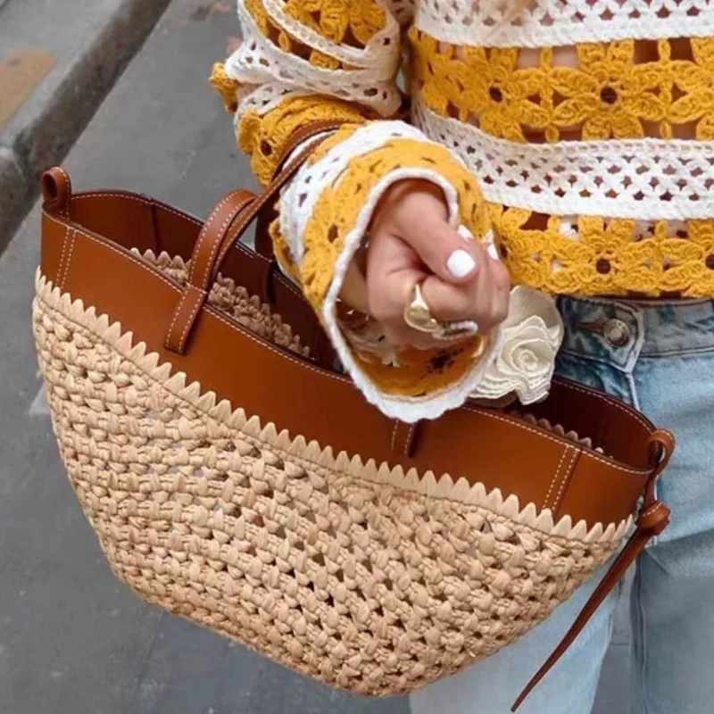 Luxury Raffia Straw Tote Bag,F - Women Bags On Sale recension och pris